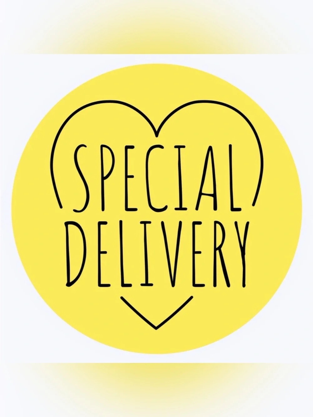 50 SHIPPING STICKERS - 2” ROUND - “SPECIAL DELIVERY” - YELLOW